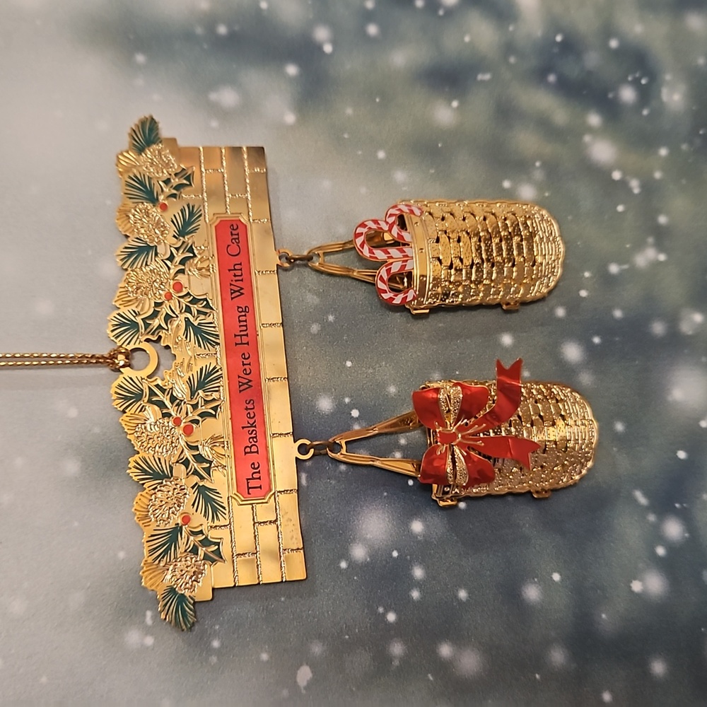 BALDWIN LONGABERGER 2006 24KT.gold finished brass basket ornament